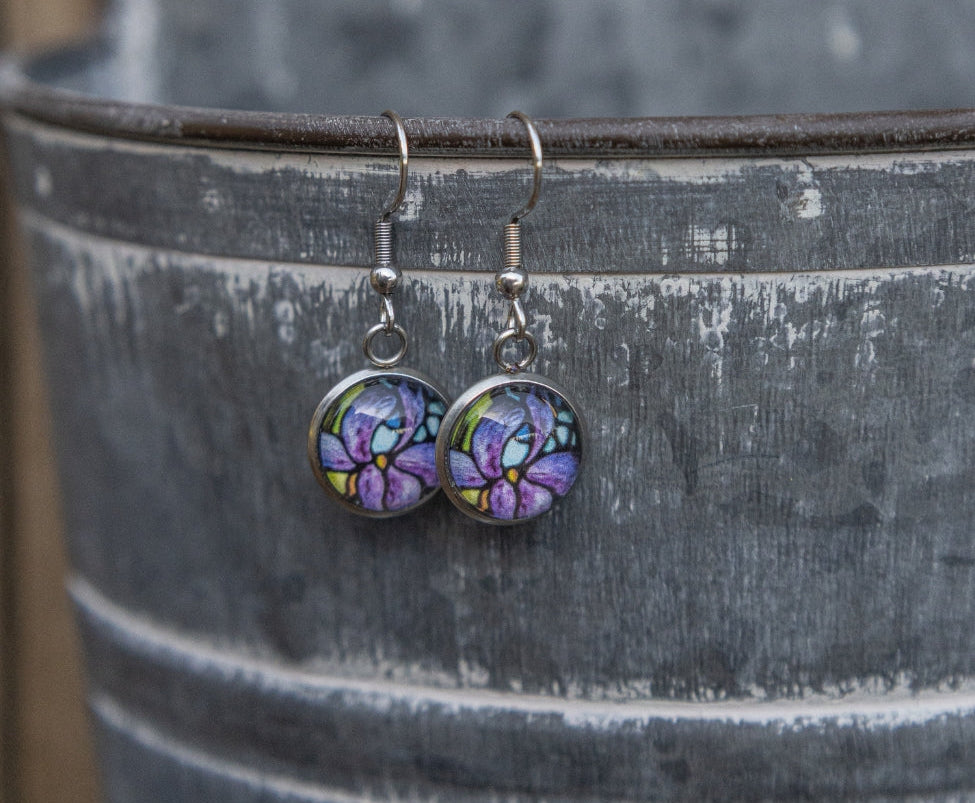 Glass Iris Earrings