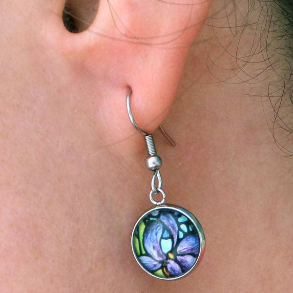 Glass Iris Earrings