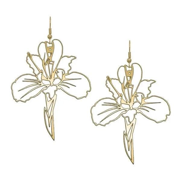 Iris Drop Earrings - 24K Gold Plated Brass